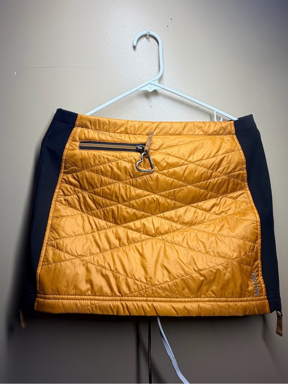 Quilted Gold-Orange Mini Skirt with Side Panels